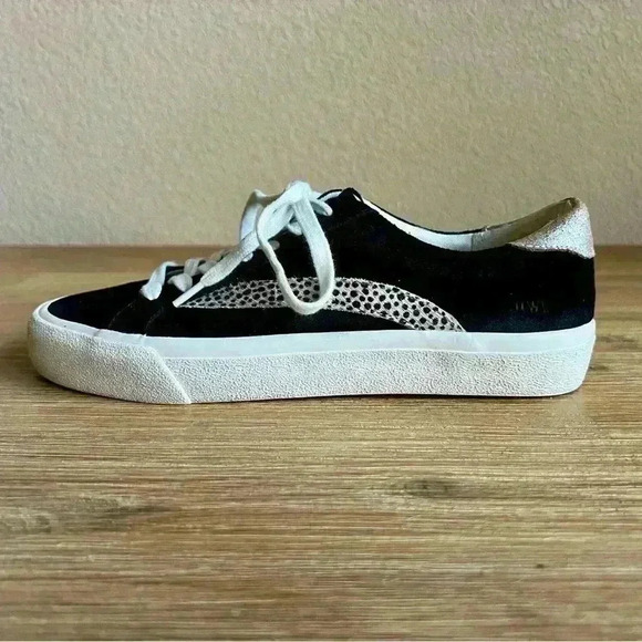 Madewell Sidewalk Low-Top Sneakers Suede Size 7.5 M Black Leopard & Sparkle - Picture 2 of 10